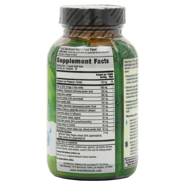 Irwin Naturals Bloat Away Relief Water Balance Support 60 Ct - 2 PACK + Pill Box