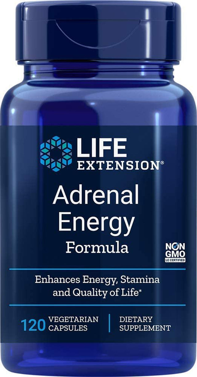 Life Extension Adrenal Energy Formula 120 Vegetarian Capsules - 2 Pack