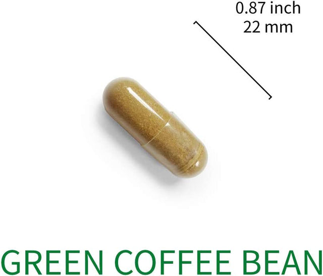 High-Potency Green Coffee Bean Extract: 1600Mg Equivalent, 50% Chlorogenic Acid for Natural Antioxidant & Size-Reduction Support - Vegan-Friendly, 60 Veggie Capsules