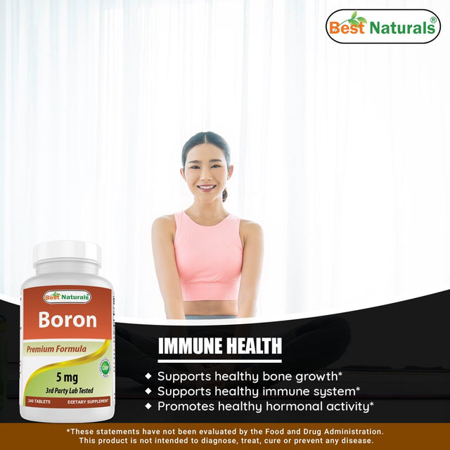 3 Pack Best Naturals Boron 5 Mg 240 Tablets | Boron Supplements Support Healthy Hormonal Balance and Bone Strength