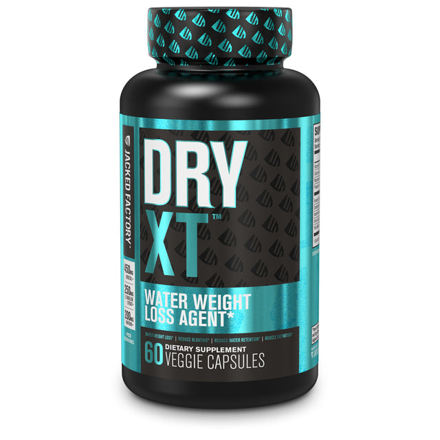 Jacked Factory Dry-Xt Water Weight Loss Diuretic Pills - Natural Supplement for Reducing Water Retention & Bloating Relief - 60 Veggie Capsules