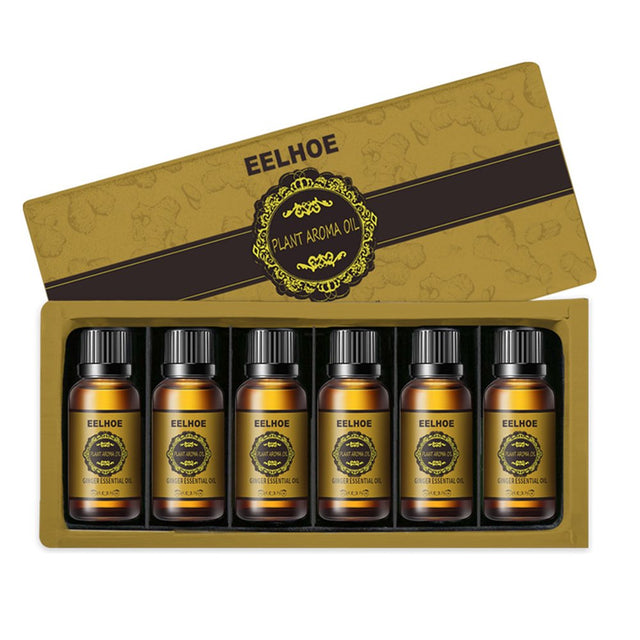 JNANEEI 6 Pieces/Set Slimming Fat Mass Massage Oil Natural Ginger Slimming Essential Oil for SPA Gua Sha Treatment Tightening