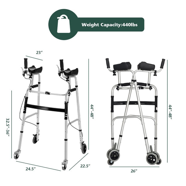 Gymax Folding Standard Walker Adjustable Rehabilitation Auxiliary Walking Frame