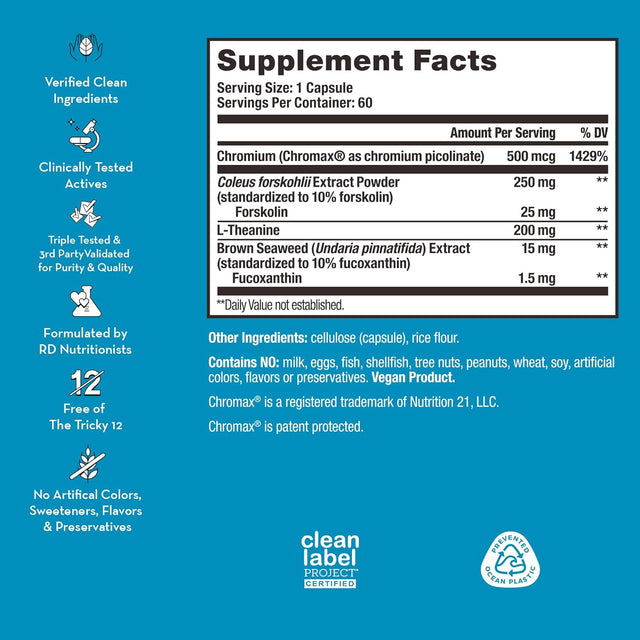 HUM Counter Cravings - Chromium Craving Suppressants with L-Theanine, Seaweed Extract & Forskolin to Support a Healthy Lifestyle (60 Capsules)