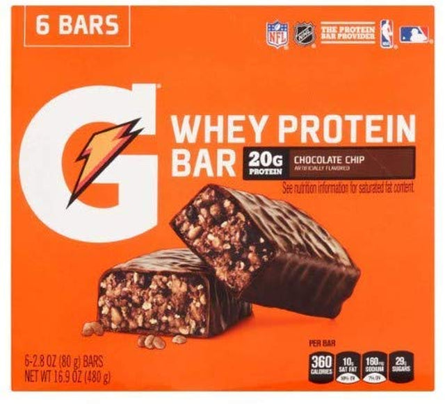 Gatorade Recover Bar, 20 Grams of Protein, Chocolate Chip (Pack of 2)