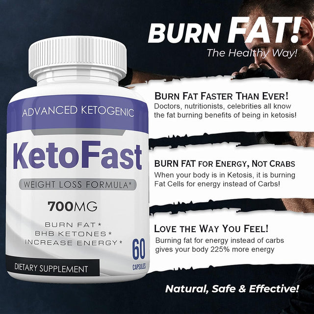 (Official) Keto Fast 700, Strong Advanced Formula, 1300Mg, Made in the USA, (2 Bottle Pack), 60 Day Supply
