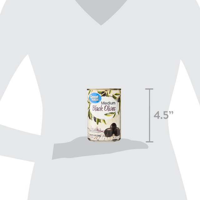 Great Value Medium Pitted Black Olives, 6 Oz