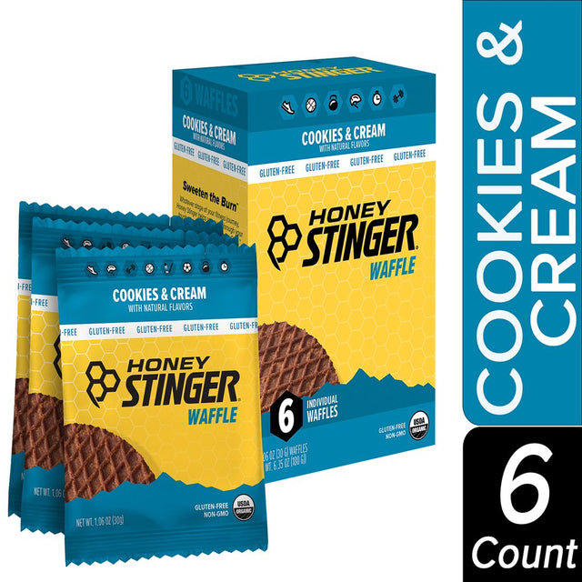 Honey Stinger, Individual Healthy Organic Gluten Free Snack Waffle, Cookies and Cream, 6 Ct