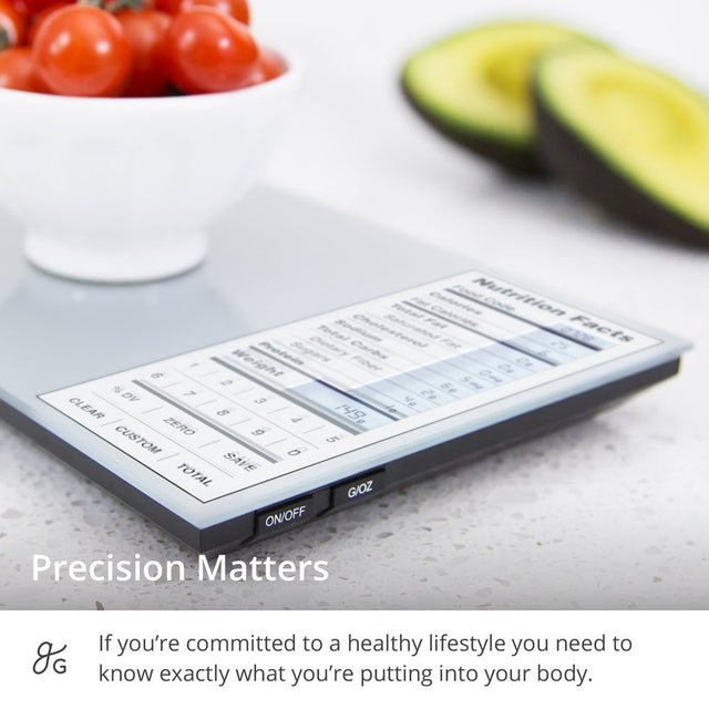 Greater Goods Nutrition Food Scale, Perfect for Weighing Nutritional Meals, Calculating Food Facts, and Portioning Snacks