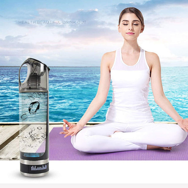Portable 3-Minute Hydrogen-Rich Water Bottle Rechargeable High Concentration Hydrogen Water Generator Glass Bottle Anti-Aging Anti-Oxidation Kettle 500Ml