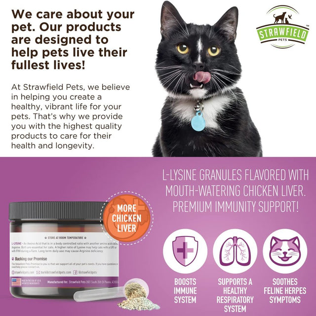 L-Lysine for Cats Supplement Powder Granules for Cat Cold, Sneezing, Congestion, Running Nose, Respiratory, Allergy Relief , Cats & Kittens of All Ages , Cat Health Supplies
