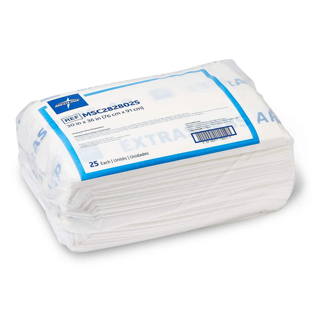 Medline Extrasorbs Premium Underpads, Disposable Bed Pads for Adult Incontinence, 30X36" (25 Count)