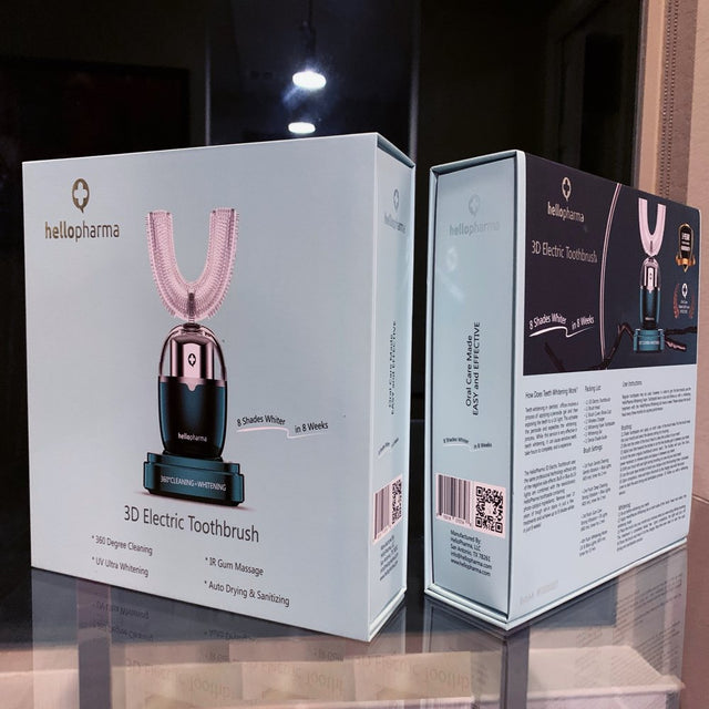 Hellopharma 3D Ultra Uv-Whitening Electric Toothbrush, U-Shaped Toothbrush - Pearl Pink, M Size
