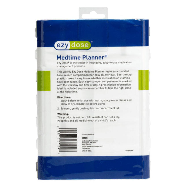 Ezy Dose Weekly (7-Day) Pill Organizer, 4 Times a Day, Large Compartments (Large)