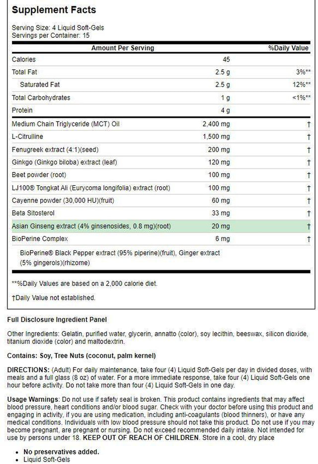 Irwin Naturals Fenugreek Red with Nitric Oxide Booster 60 Sgels
