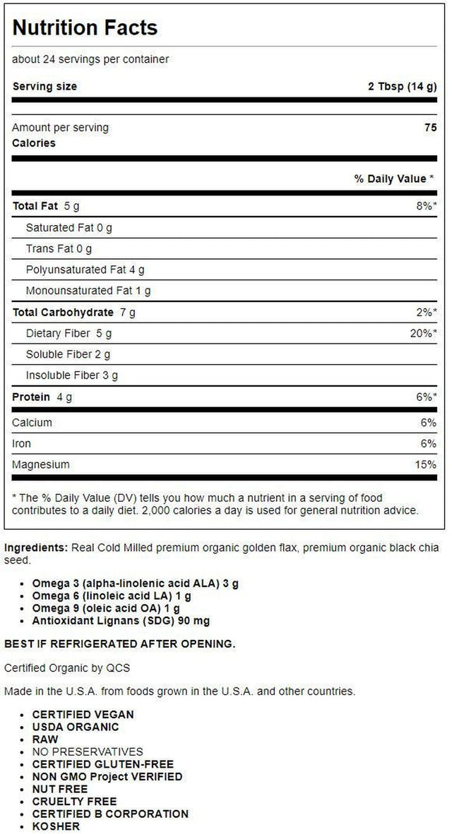 Garden of Life Garden of Life Raw Organics Flax & Chia Blend, 12 Oz