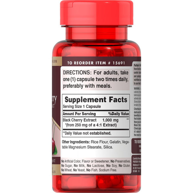 2 Pack - Puritan'S Pride Black Cherry 1000 Mg Capsules, 100 Count