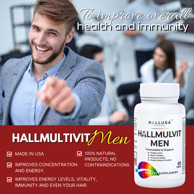 HALLMULTIVIT Men'S Multivitamin - Energy & Vitality - 60 Tabs