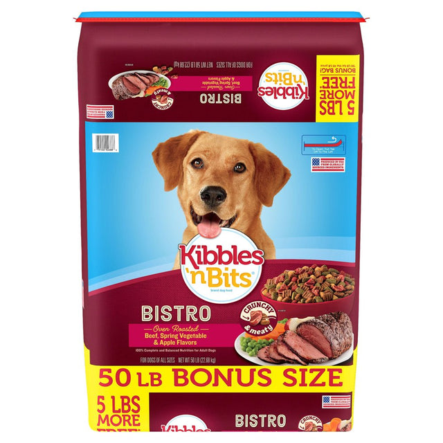 Kibbles`N Bits Bistro Oven Roasted Beef Flavor Dry Dog Food, 50-Pound