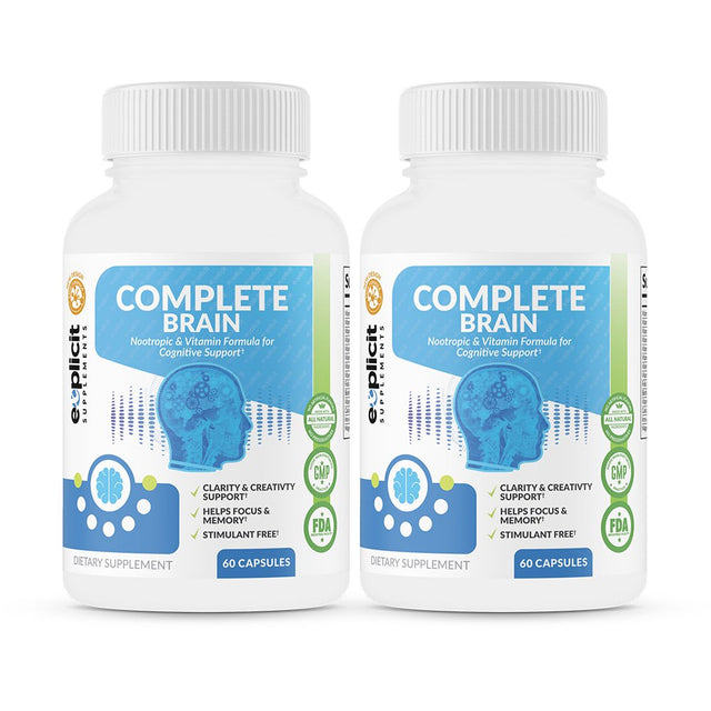 Completebrain Nootropics - Achieve Mental Dominance - Improves Memory, Mood, Focus, Clarity and Creativity - 2 Pack