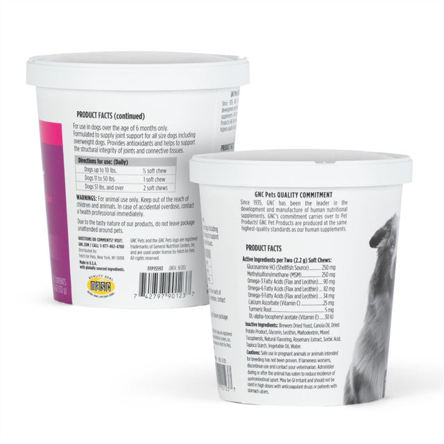 GNC Pet Wellness Essentials Hip & Joint Soft Chews, All Dog, 60Ct