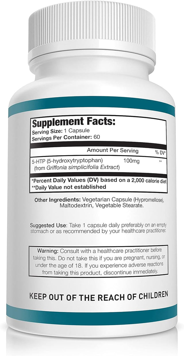 5-HTP All-Natural Serotonin Support Supplement | Provides Mood Support, Supports Maintaining Healthy Weight - 90 X 100 Mg Vegetarian Capsules