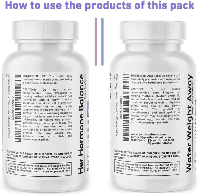Fast Waste Loss & Water Retention for Belly Bloating Because of Hormonal Imbalance | PMS Menopause Relief & Weight Control Bundle | Support for Women Hormone Balance & Thin Waistline & Slender Body