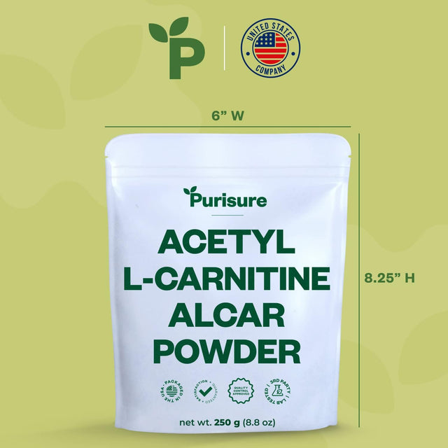 Acetyl L-Carnitine Powder, 250G, ALCAR Powder, Amino Acid Supplement, Acetyl L-Carnitine Supplement for Better Cognitive Performance and Muscular Endurance, Gluten Free, Non-Gmo, 500 Servings