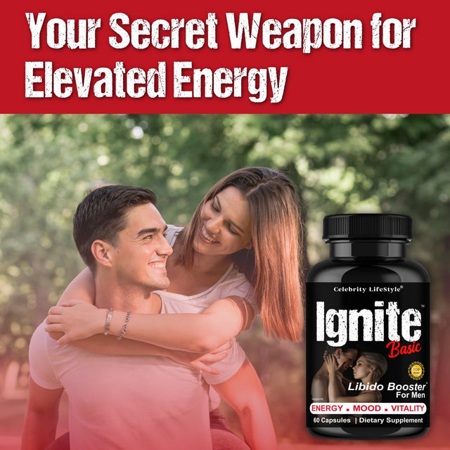 Ignite Basic Testosterone Booster for Men, Support Libido, Strength, Male Enhancing Supplement 60 Capsules
