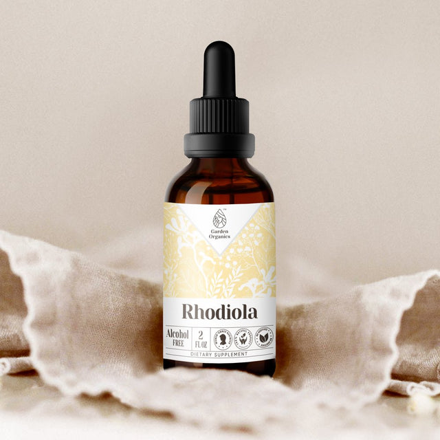 Garden Organics Rhodiola Tincture Alcohol-Free Extract, Organic Rhodiola (Rhodiola Rosea) Dried Root 2 Oz