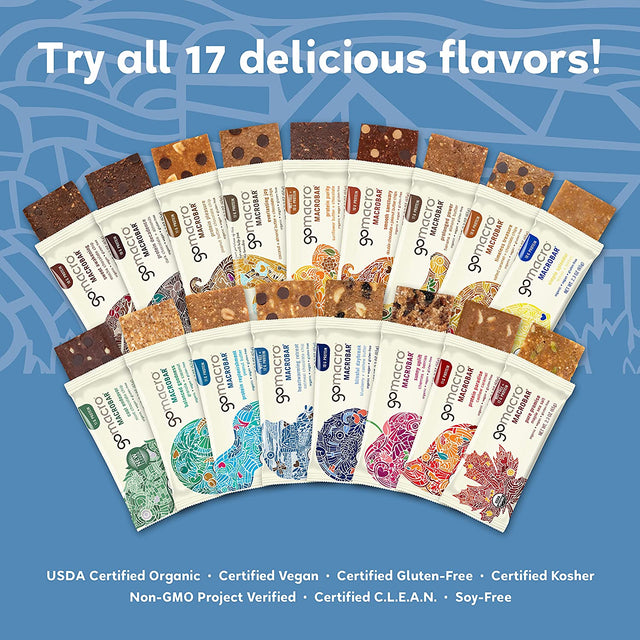 Gomacro Macrobar Organic Vegan Protein Bars - Oatmeal Chocolate Chip (2.3 Ounce Bars, 12 Count)