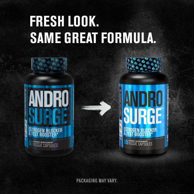 Jacked Factory Androsurge Estrogen Blocker for Men - Natural Vitality Support for Men & anti Estrogen Aromatase Inhibitor - Vitality Booster, Muscle Builder - DIM Long Jack & More, 120 Veggie Pills