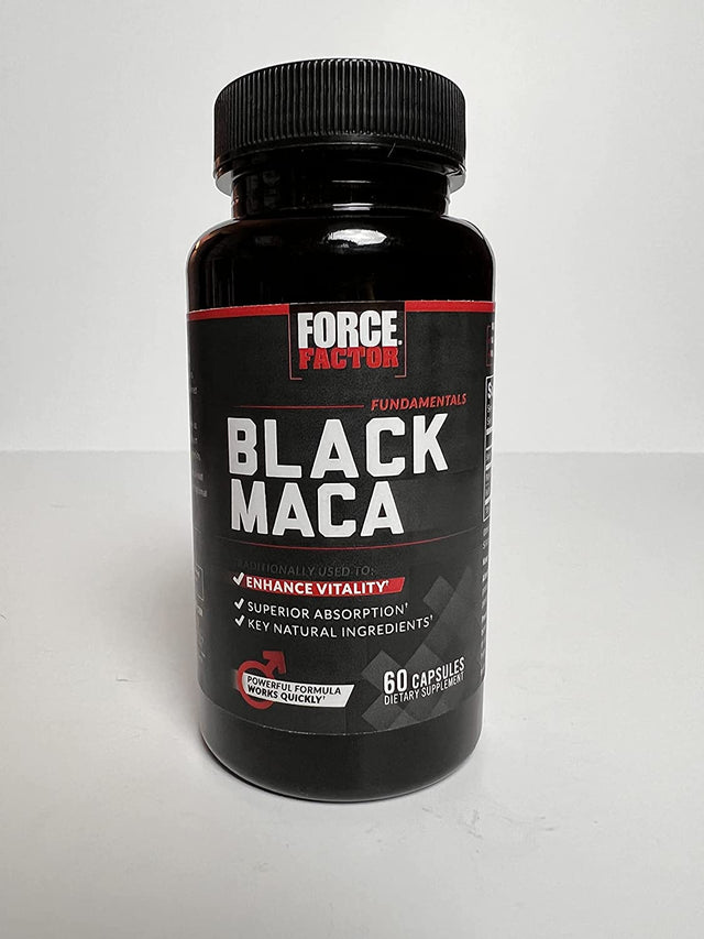 Force Factor Black Maca Root Vitality Supplement for Men with Superior Absorption and Power, Natural Maca Negra Extract, Fundamentals Series, 1000Mg, 60 Capsules