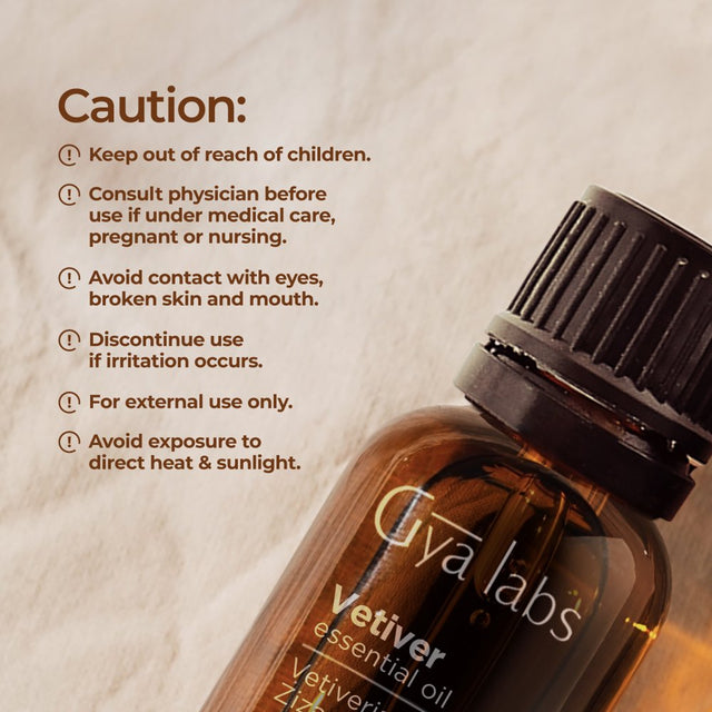 Gya Labs Calming Vetiver Essential Oil for Diffuser & Aromatherapy - Premium Vetiver Oil for Body Comfort - Vetiver Essential Oil Organic for Soaps & Candles (0.34 Fl Oz)