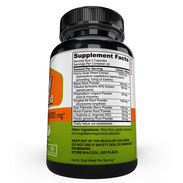 Horny Goat Weed for Men & Women, Testosterone Boost, Supports 10X Strength Vitamin Supplement