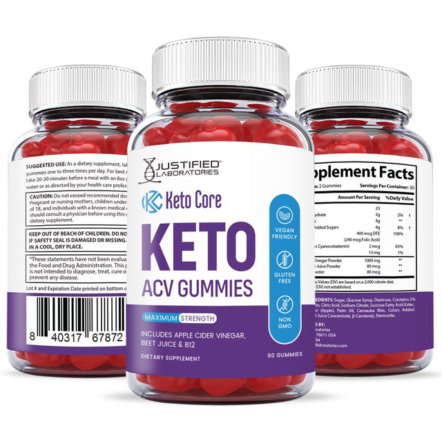 Keto Core Keto ACV Gummies 1000MG Dietary Supplement 60 Gummys