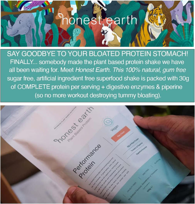 Honest Earth | Plant Based Pea Protein Powder - 100% Natural & Unflavored | 34G Protein per Serving - Just Natural (Vegan, Dairy Free, Keto Friendly, No Gums, No Sugar, Smooth Texture)