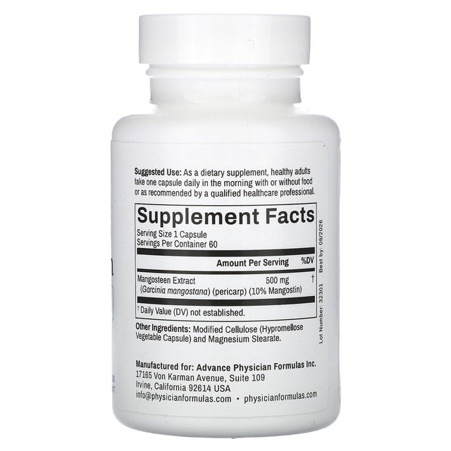 Advance Physician Formulas Mangosteen, 500 Mg, 60 Capsules