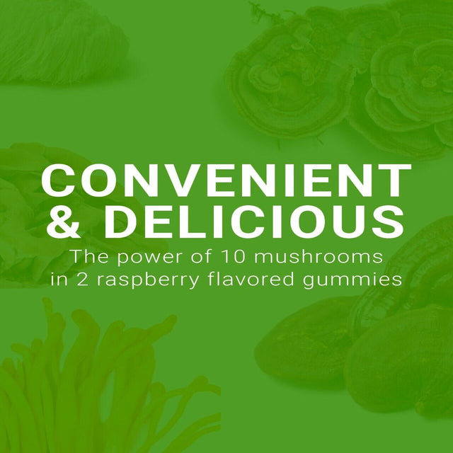 Mushroom Gummies, 10 Mushroom Complex W Lions Mane, 2500Mg 10:1, Nootropic Brain Support Focus, Energy, Mood, Immune Support with Reishi, Chaga, Cordyceps, Turkey Tail Extract - 60 Gummies