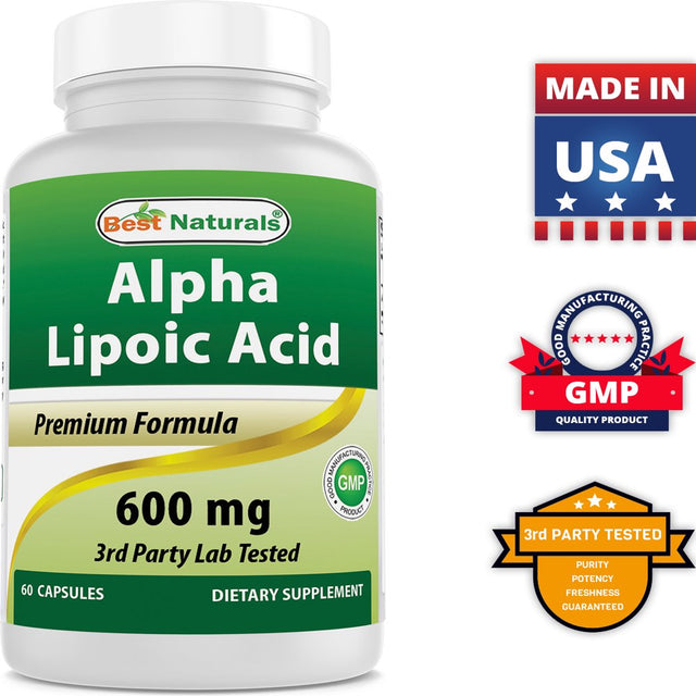 2 Pack Best Naturals Alpha Lipoic Acid 600 Mg 60 Capsules with Antioxidant