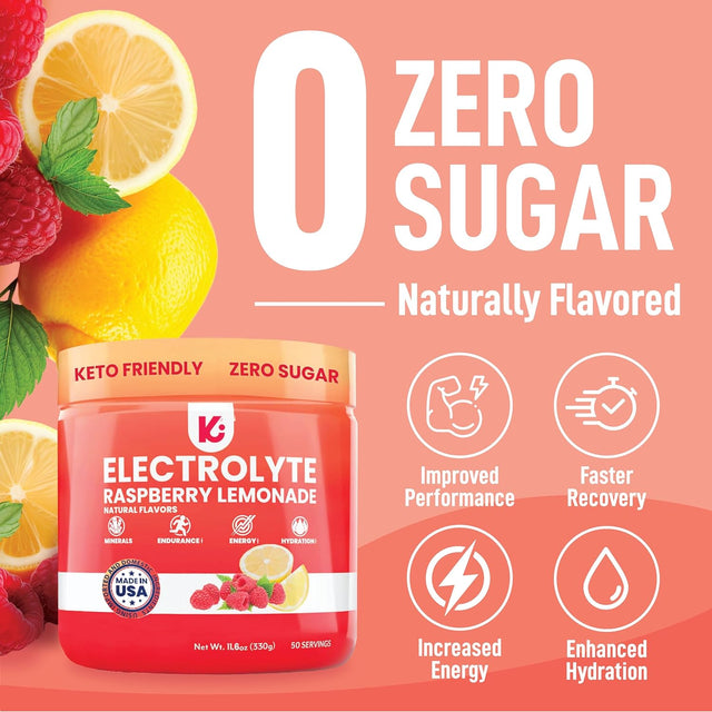 Keppi Keto Electrolytes Powder No Sugar | Zero Carbs | Made in USA | Advanced Hydration, Performance & Recovery | Delicious Raspberry Lemonade Flavor | Mixes Easily No Clumps
