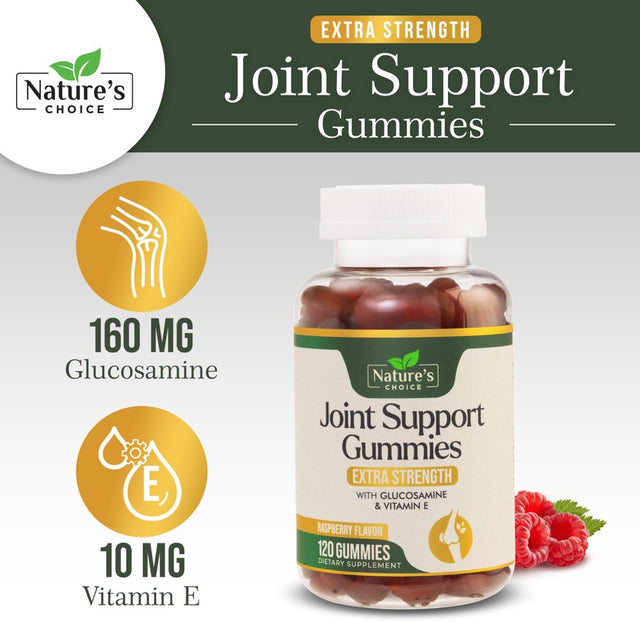 Joint Support Gummies Extra Strength Glucosamine Gummy with Vitamin E - Naturally Assists Cartilage & Flexibility - Best Support Chew for Men and Women - 120 Gummies