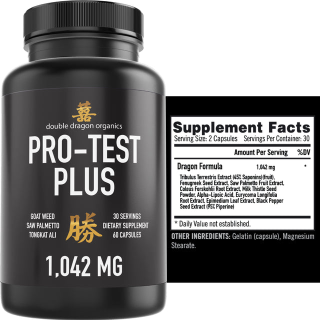 3 Pack, Testosterone Booster for Men - Extra Strength Horny Goat Weed, Saw Palmetto, & Tongkat Ali - Double Dragon Organics (180 Capsules Total)