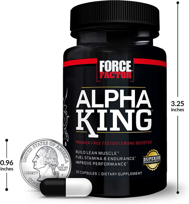FORCE FACTOR Alpha King, 2-Pack, Total Testosterone Booster Supplement for Men with Fenugreek Seed, Tribulus to Build Lean Muscle and Improve Athletic Performance, 60 Capsules