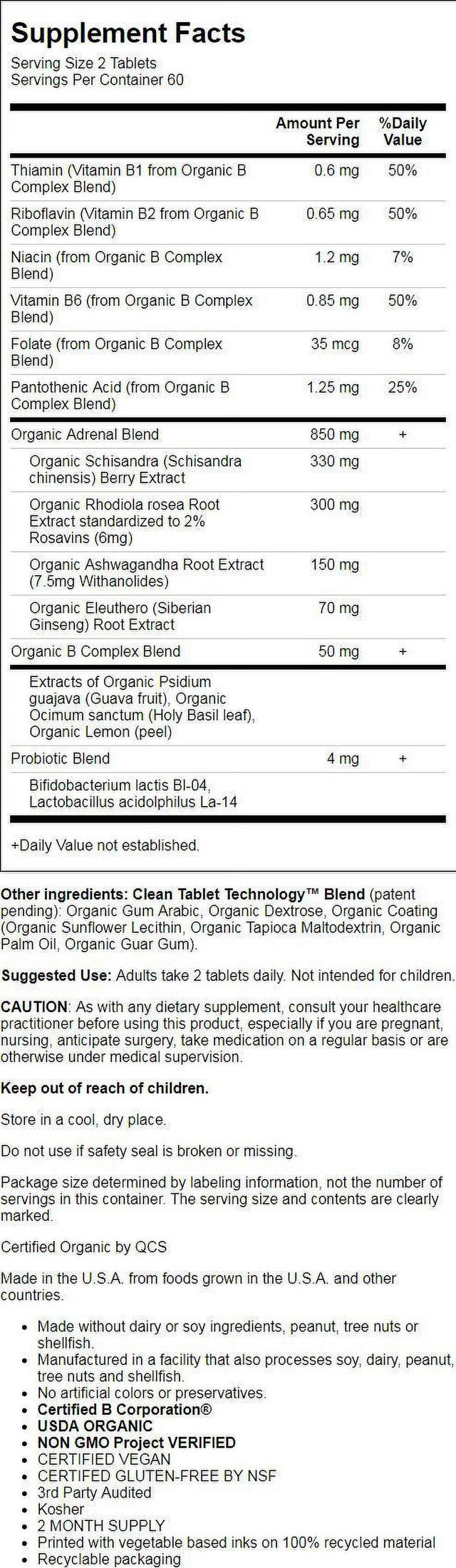 Garden of Life Mykind Organics, Adrenal, Daily Balance, 120 Vegan Tablets