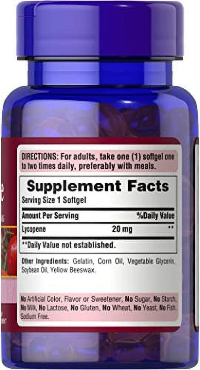 Lycopene 20 Mg, Promotes Prostate and Heart Health, 60 Count by Puritan'S Pride