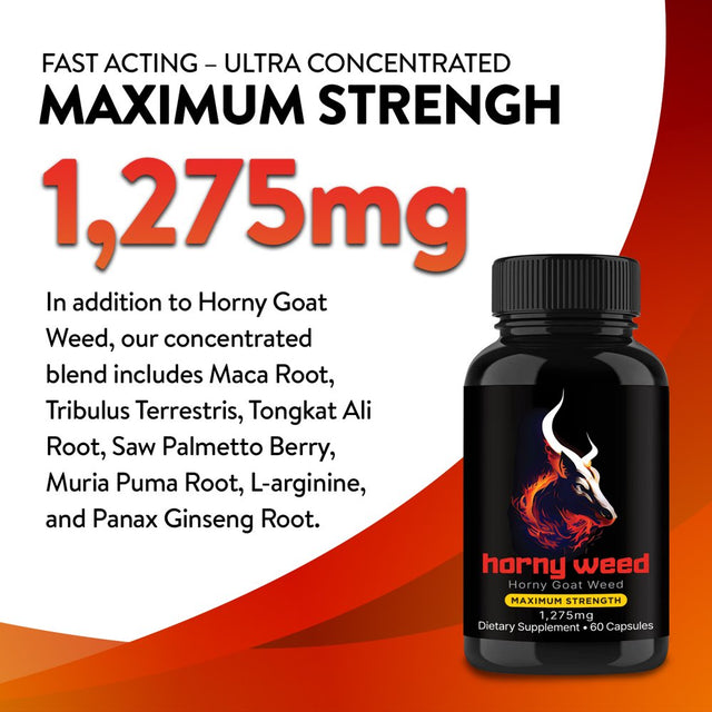 Horny Goat Weed, Men'S Performance Pills | 60Ct Testosterone Booster for Energy, Performance | Sexual Health Sexual Supplement, 3X Strength Sex Drive Pill