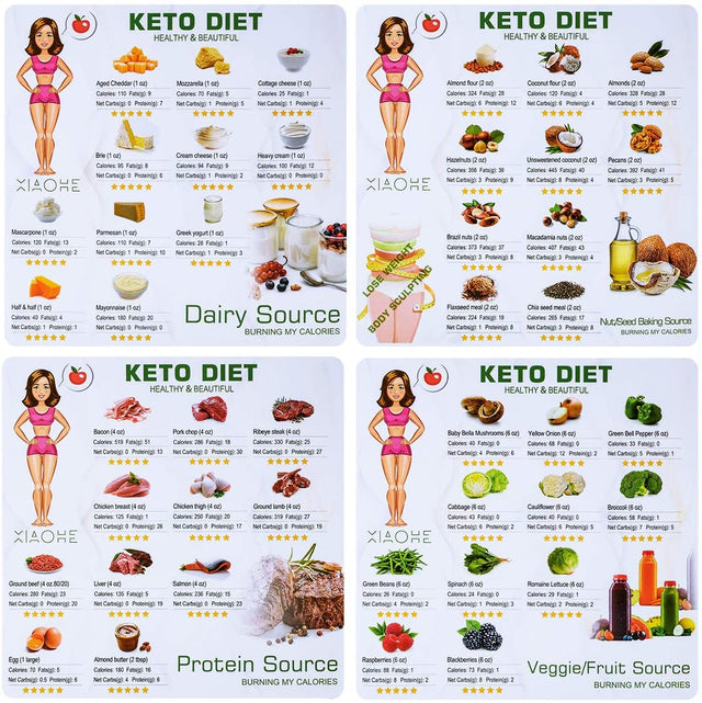 Keto Diet Magnetic Cheat Sheet Recipes Food Ingredients Magnets Quick Guide Reference Charts for a Healthy Ketogenic Lifestyle (Multicolor)