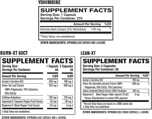 Jacked Factory Thermogenic Fat Burner Weight Loss Supplement: Burn-Xt Thermogenic and Lean PM Nighttime Fat Burner | Sleep Aid, Lean-Xt Caffeine Free Fat Burner, Yohimbine Capsules, Dry XT Diuretic