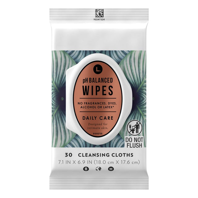 L. Fragrance Free Wipes, Ph Balanced, Hypoallergenic, 30 Count